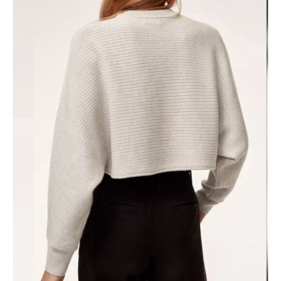 Aritzia Wilfred Free Lolan Sweater Knit Merino Wool Crop Oversized Gray Size XS - Picture 2 of 9